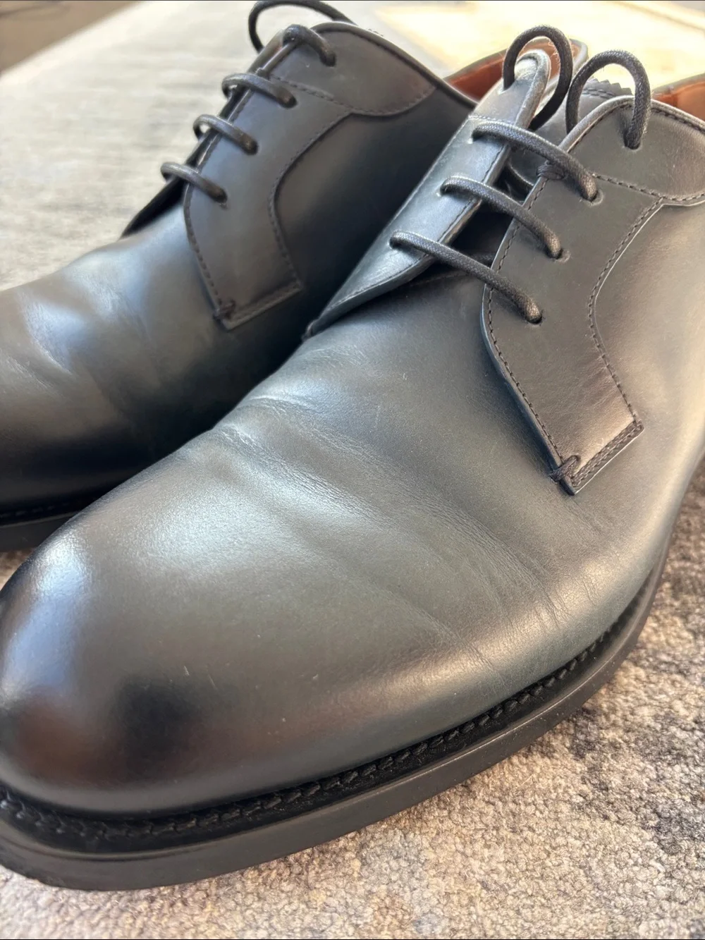 Ermenegildo Zegna Couture Midnight Navy Blue Leather Derby Shoes 8EU 9US